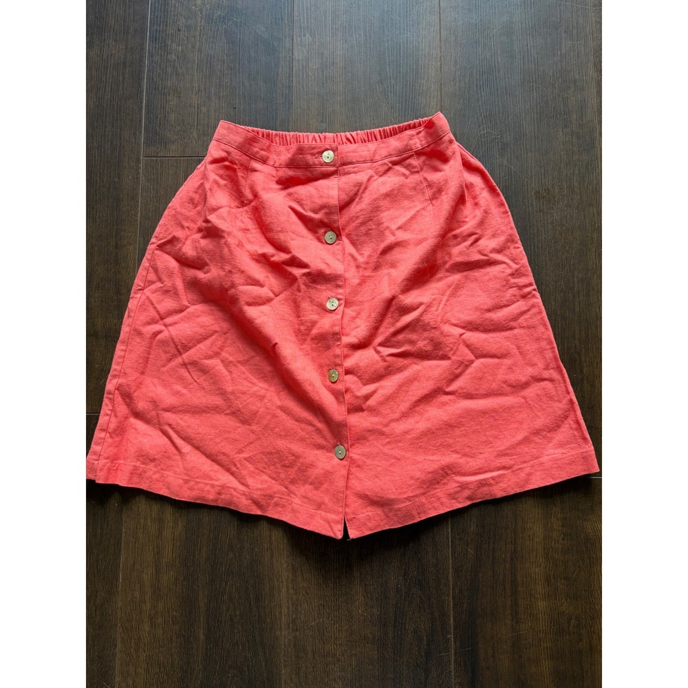 Coldwater Creek Coral Pink Linen Blend Button Front Skort Petite Medium PM